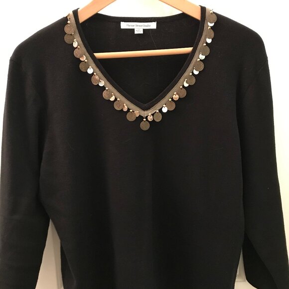 Sweater with Beaded Neckline - Picture 1 of 4
